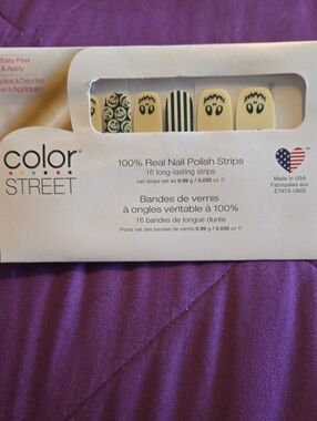 Color Street Yellow Ghost & Black Stripe Nail Polish Strips